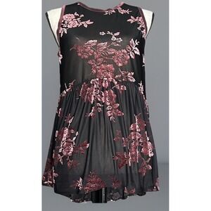 Velour Babydoll Top Sz S Gothic Fairy Grunge Whimsygoth Mauve see-through